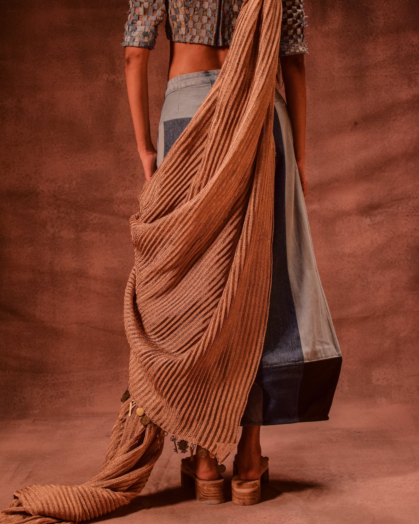 Metallic knit saree