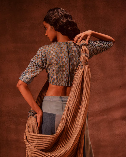 Metallic knit saree